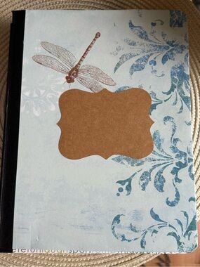 Dragonfly Cover Journal in Light Blue and Brown